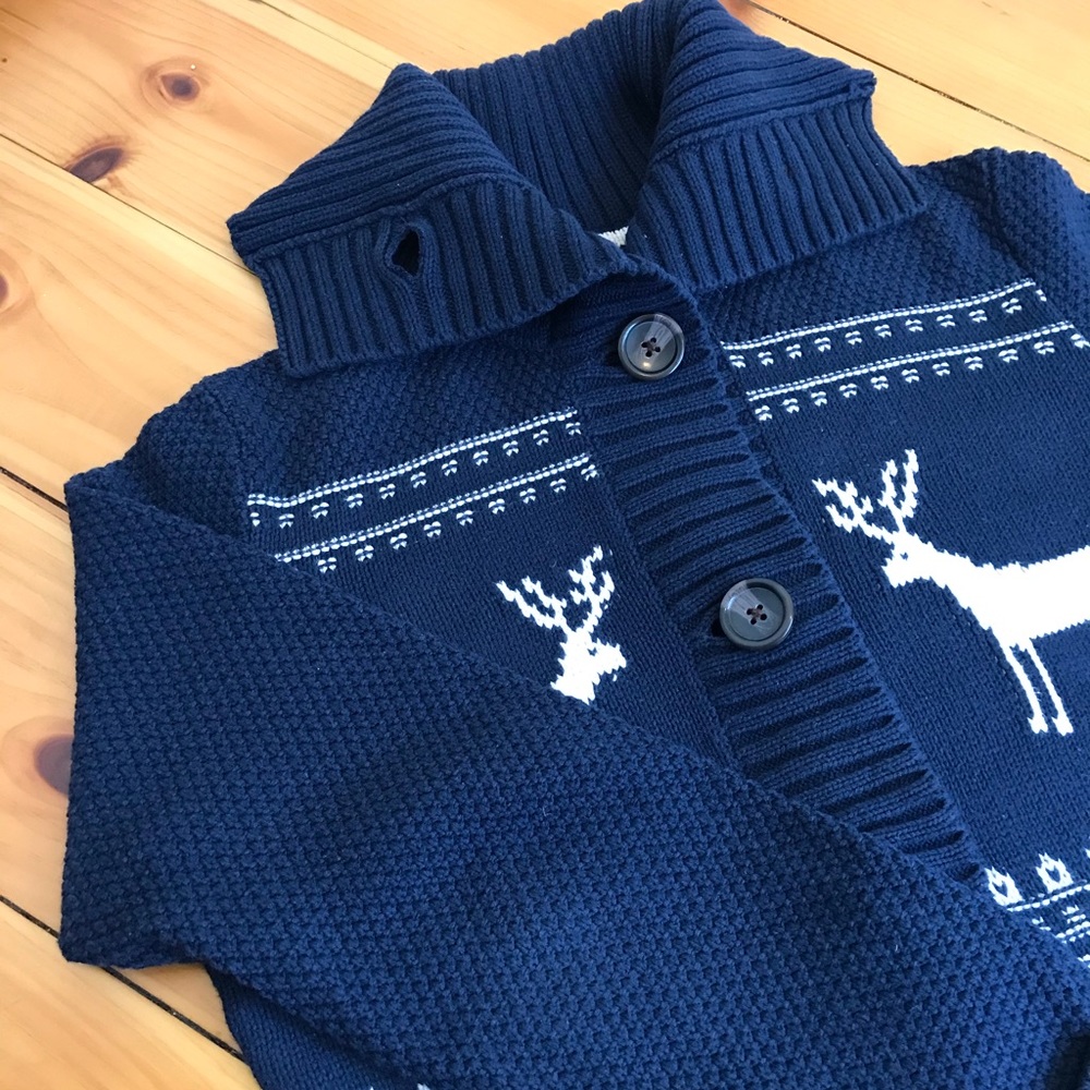 Vintage Bass Button Down Navy Stag Sweater - Picture 4 of 9